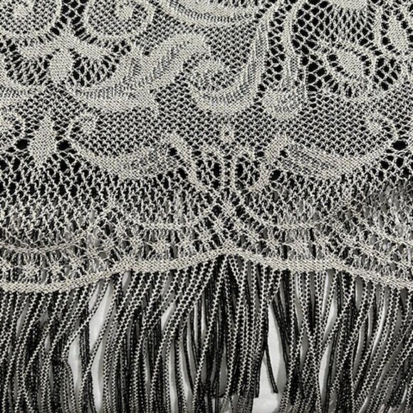 Onyx Nite Vintage Wendye Chaitin Silver Metallic Mesh Fringe Midi Dress & Duster - Picture 9 of 11